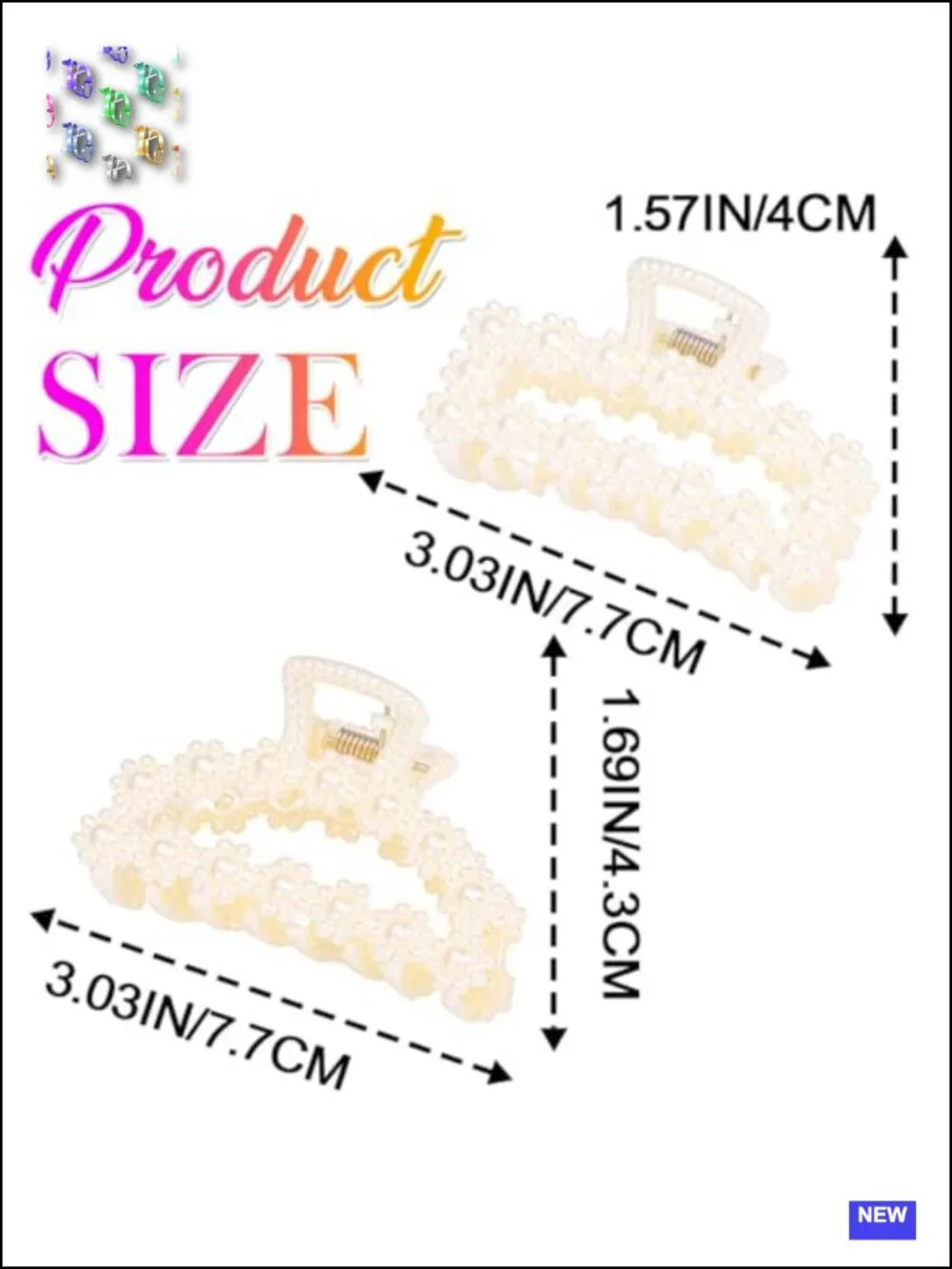 Pearl Claw Hair Clips for Women - Medium Non Slip Hair Accessories (Pack of 2)